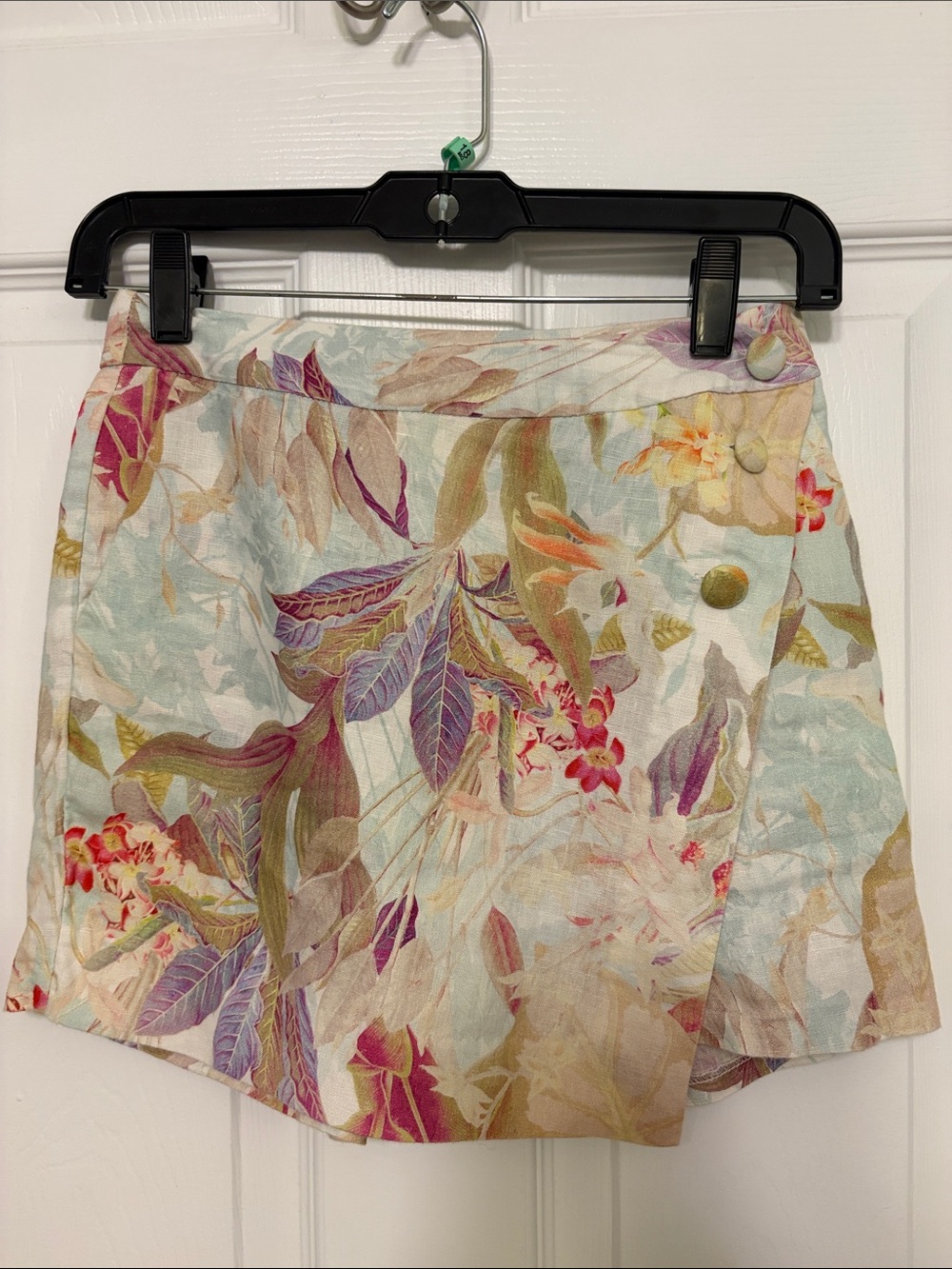 Guess Floral Wrap Skort in Mint, Lavender & Pink Accents